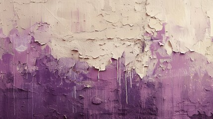 Abstract Purple and Beige Paint Strokes on Weathered Wall Generative AI