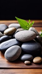 Obraz na płótnie Canvas zen stones and leaf