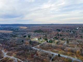 Aerial landscape of scenery during Fall around abandoned coal town Centralia Pennsylvania