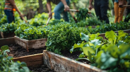 Fototapeta na wymiar Urban Harvest: Community Gardening in the City Generative AI