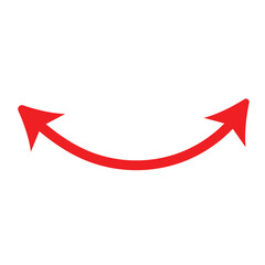 Red Dual sided arrow. Curved arc shape. Semicircular thin double ended arrow. Vector illustration. EPS file 621.