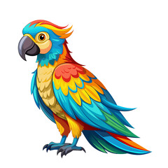 Fototapeta premium Tropical parrot bird cartoon style on white background