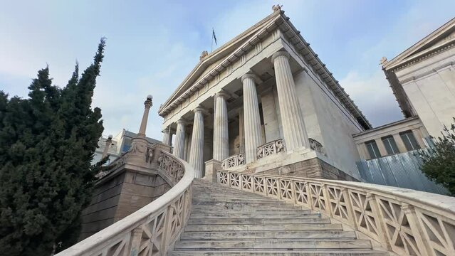 National library in the center of Athens Greece. One of the Trilogy of neoclassical buildings including the Academy of Athens and the original building of the Athens University in Panepistimiou street