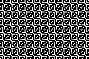 Abstract seamless repeating pattern. Black and white seamless geometric textile pattern. Abstract mosaic tile wallpaper decor.