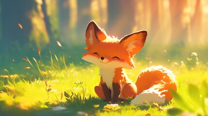 Naklejka premium The adorable fox is a delightful character from the woodland