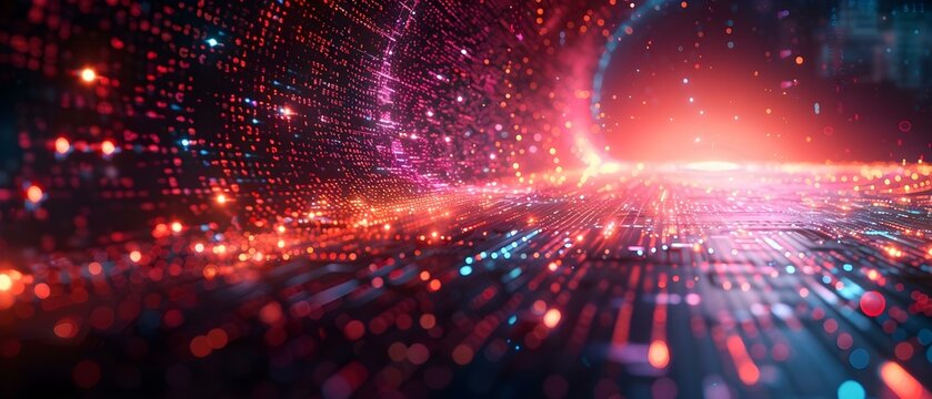 Abstract quantum computing system background with cyber elements depicted in technology design. Concept Quantum Computing, Cyber Elements, Technology Design, Abstract Background