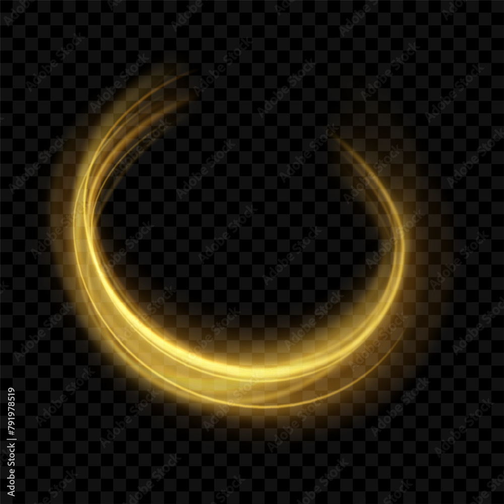 Poster rotating shining rings. shine magic gold swirl with flare sparkles . golden glowing shiny spiral lin