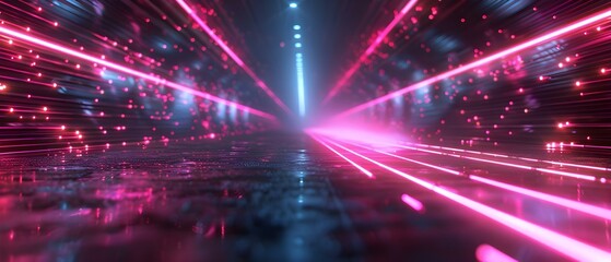 Fototapeta na wymiar High-Speed Internet Tech Backdrop: Neon Glow Background with Laser Beam Light Lines. Concept High-Speed Internet, Tech Backdrop, Neon Glow, Laser Beam Light Lines