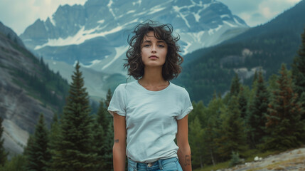 woman in the mountains