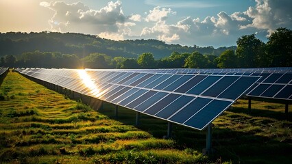 Harnessing Renewable Power Sustainably: Eco-Friendly Solar Energy Plants on Landfill Sites. Concept Renewable Energy, Solar Power, Landfill Reclamation, Sustainable Practices