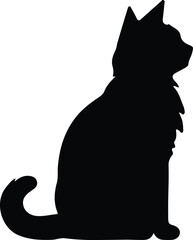 Russian White Black and Tabby Cat silhouette