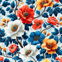 Seamless floral abstract pattern background. AI generative - 791983376