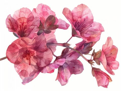 Coral Bells colorful flower watercolor isolated on white background