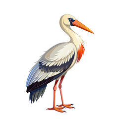 Fototapeta premium Stork bird cartoon style on white background