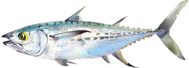 Sea Fish isolate On Transparent Background, Marine Fish  Hight Quality illustration in Watercolor Style, Ocean Decor