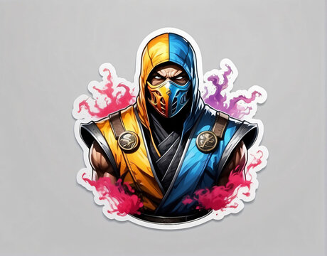 Mortal Kombat color sticker on isolated white background