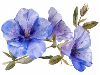 Verbena colorful flower watercolor isolated on white background