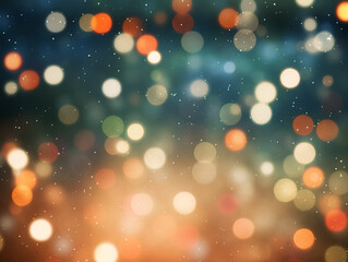Golden and Blue Bokeh Effect Background, Festive Lights with copy space, AI Generation