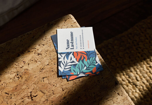 Mockup of two customizable horizontal European business cards