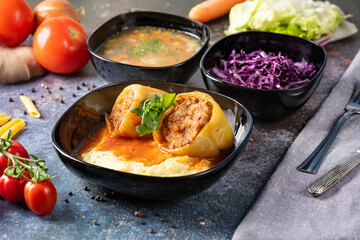 Table Full of Food: An image capturing a bountiful spread of various dishes arranged on a table, showcasing a diverse assortment of cuisines and flavors, ideal for feasts or banquets.