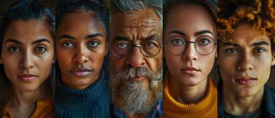 A Diverse Collage of Human Faces Representing Different Genders, Races, and Ages. Concept Diversity, Portraits, Equality, Human Faces, Inclusion
