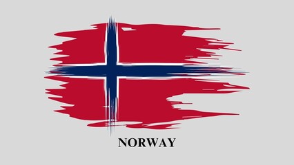 Norway flag made in brush stroke background. Norway Flag paint brush strokes grunge texture design. Grunge brush stroke effect. Grunge flag of Norway, brush stroke effect on grey background.