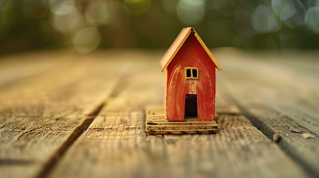 This is an image of a small wooden model house.