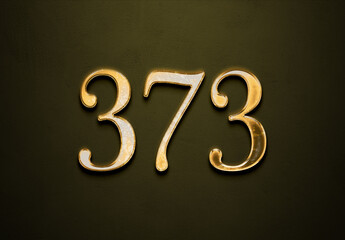 Old gold effect of 373 number with 3D glossy style Mockup.	