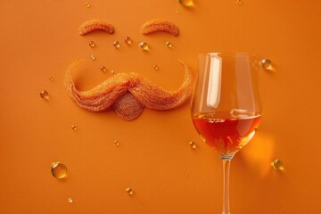Wine glass with mustache drawing