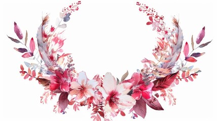 Floral Wreath on White Background