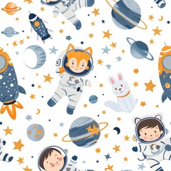 Children in Outer Space with Stars