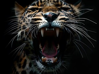 Close up Of Leopard With Black Background