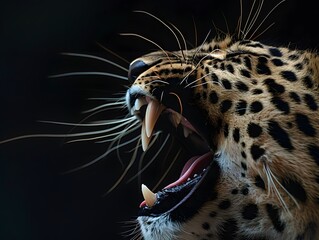 Close up Of Leopard With Black Background