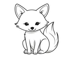 A cute little fox cub. simple lines, cartoon style, happy, cute, funny, animal in the world. coloring book vector illustration