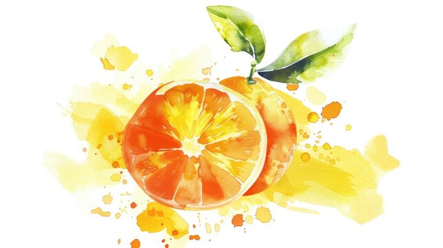 An isolated watercolor icon in vibrant shades of yellow and orange depicting a modern and sleek vegetarian symbol This fresh and trendy 2d graphic is perfect for web design mobile apps or l