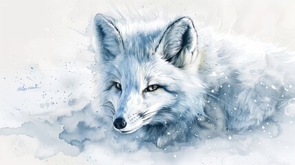 Naklejka premium White Fox with Blue Eyes