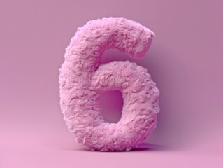 Fototapeta premium Fluffy number 6, six on solid background