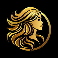 Golden beauty salon logo design vector illustration 