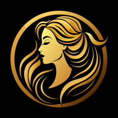 Golden beauty salon logo design vector illustration 