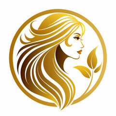 Golden beauty salon logo design vector illustration 