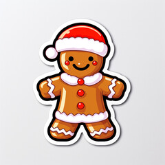 simple Christmas Gingerbread in pixel style sticker with white background сreated with Generative Ai