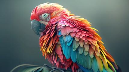 A 3D render of a parrot, its feathers a riot of colorful threads, perched and ready to squawk