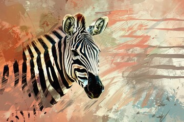 Naklejka premium Zebra Head Digital Painting