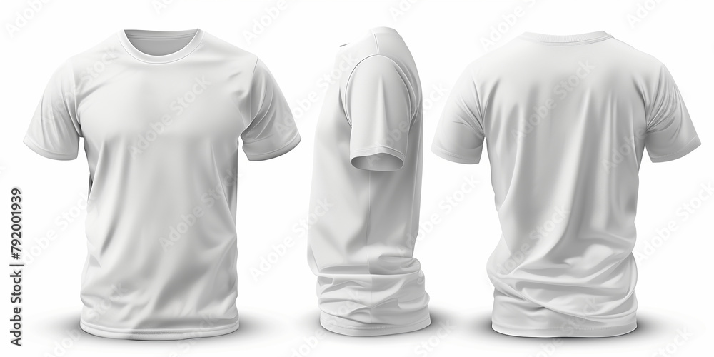 Wall mural White t-shirt mockup front and back showing different angles of shirt can be used for multipurpose - Wall murals