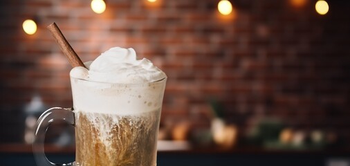Hot chocolate drink with whipped cream