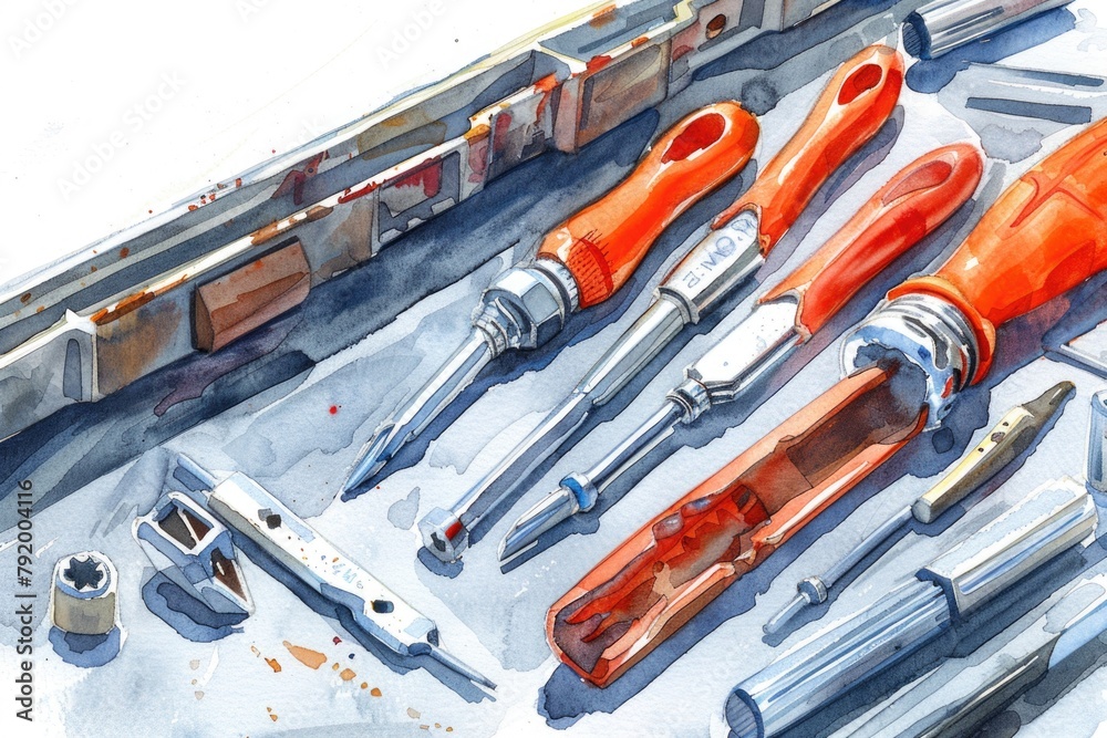 Poster tools on table