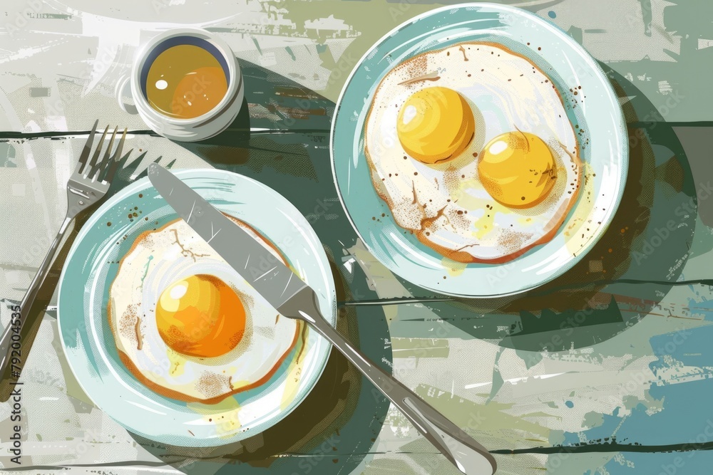 Poster Breakfast setting with eggs
