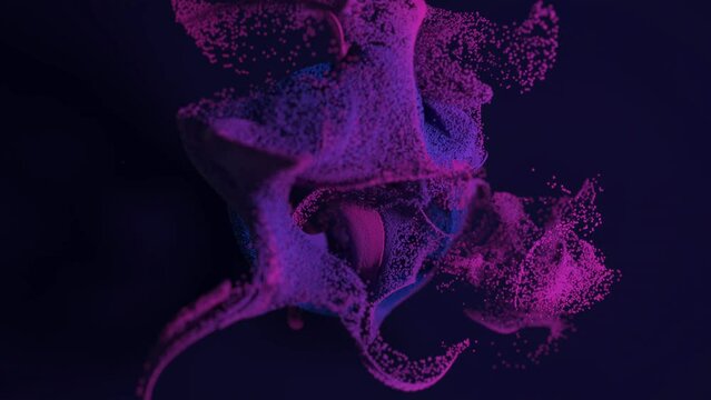 3d abstract background, particles moving