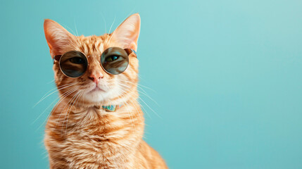 Close-up portrait of funny ginger cat wearing
