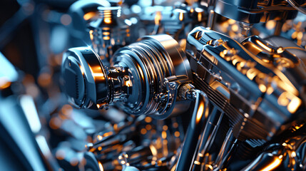 Fototapeta premium Transparent Glass Engine Visualization Glass-Constructed Automobile Engine Display Engine Mechanics Illustrated Through Glass See-Through Mechanical Engine Structure Automotive Glass Engine Rendering
